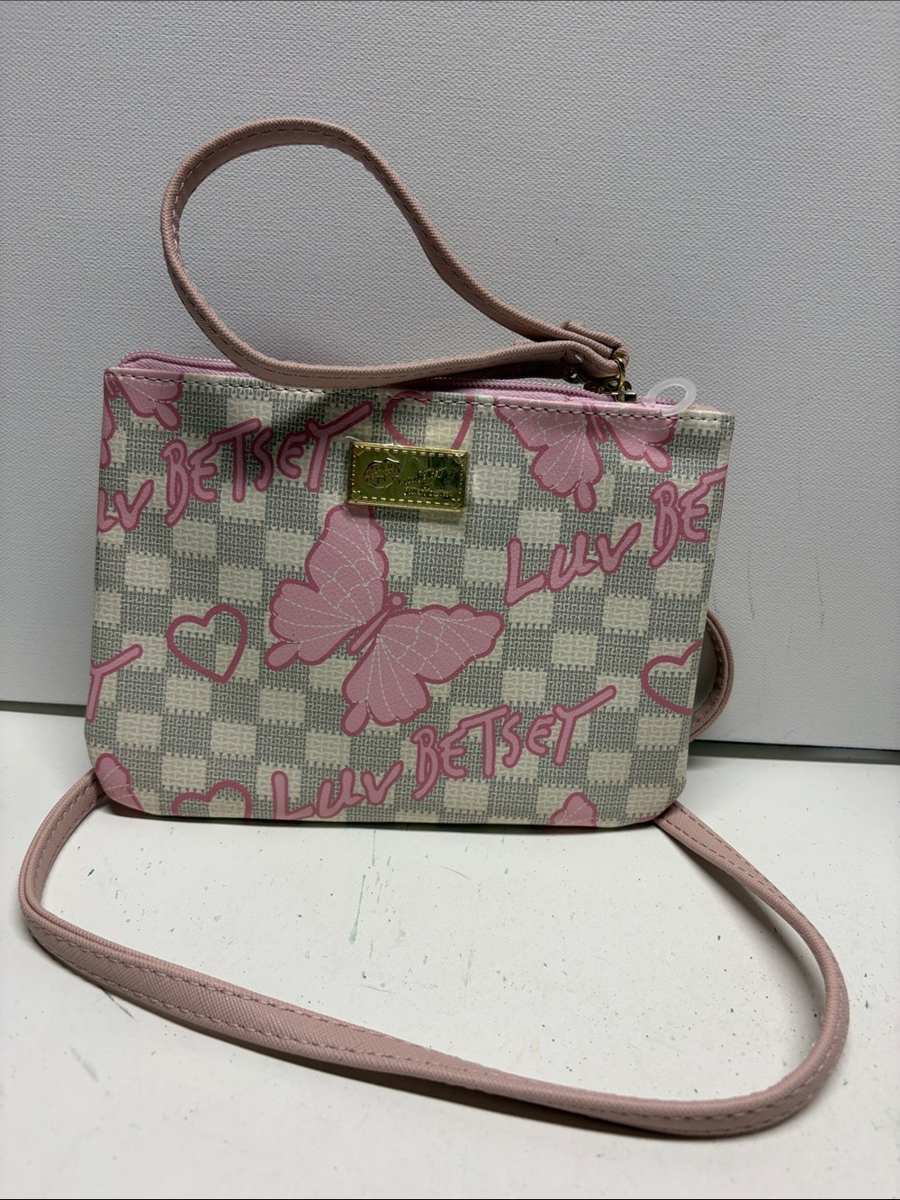 Betsey Johnson Pink Butterfly Luv Crossbody Bag
